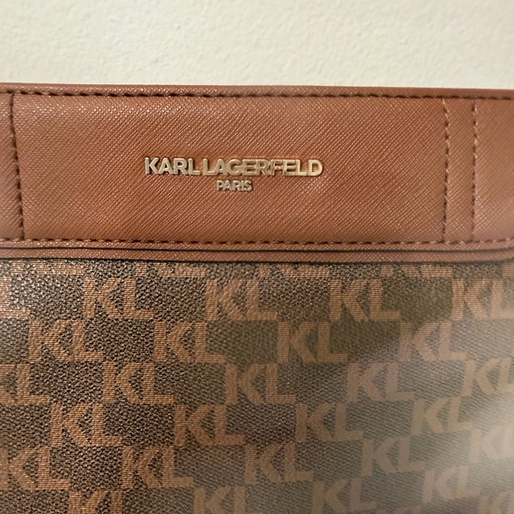 Karl Lagerfeld Brown Monogram Adjustable Crossbody Bag - Picture 7 of 16